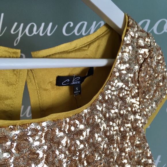 C.LUCE GOLD SEQUIN TOP - Picture 2 of 4